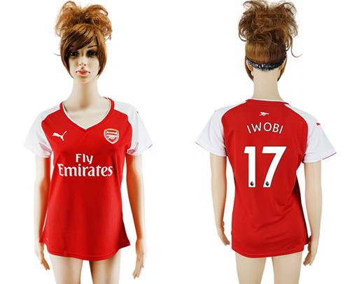 Women's Arsenal #17 Iwobi Home Soccer Club Jersey - Click Image to Close